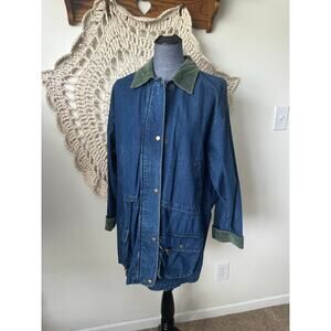 Vintage 90s Jantzen Denim Chore Coat Barn Jacket L/XL